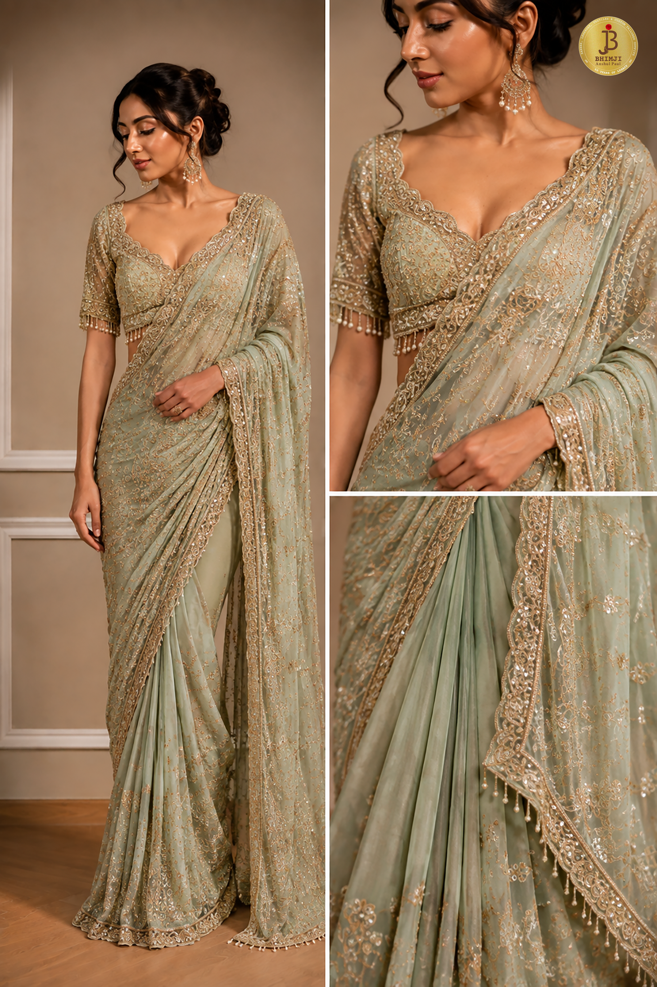 Pista Green Luxe Drape Saree