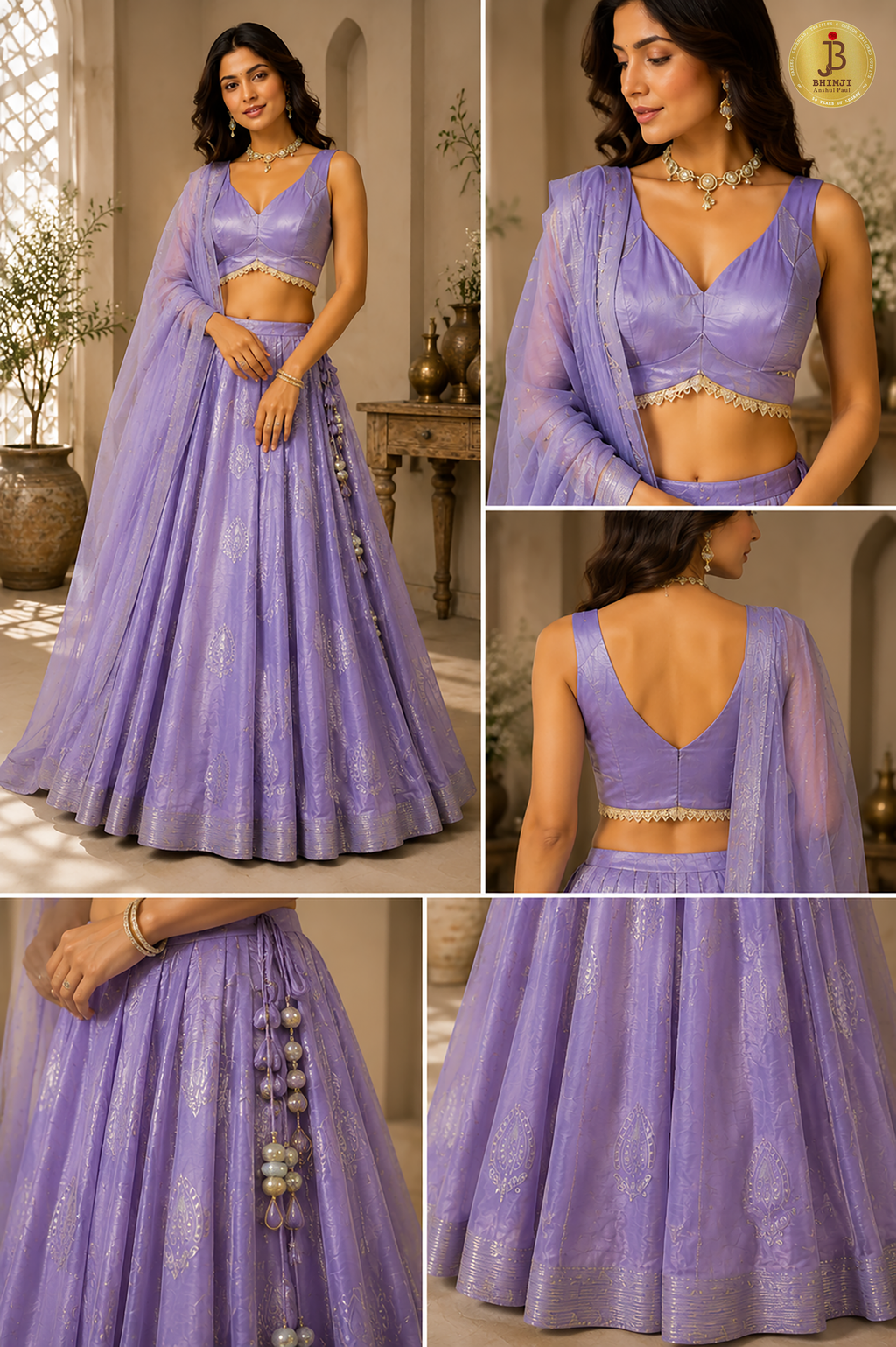 Lavender Zari Woven Tissue Lehenga