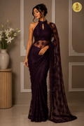 Regal Plum Lace Saree
