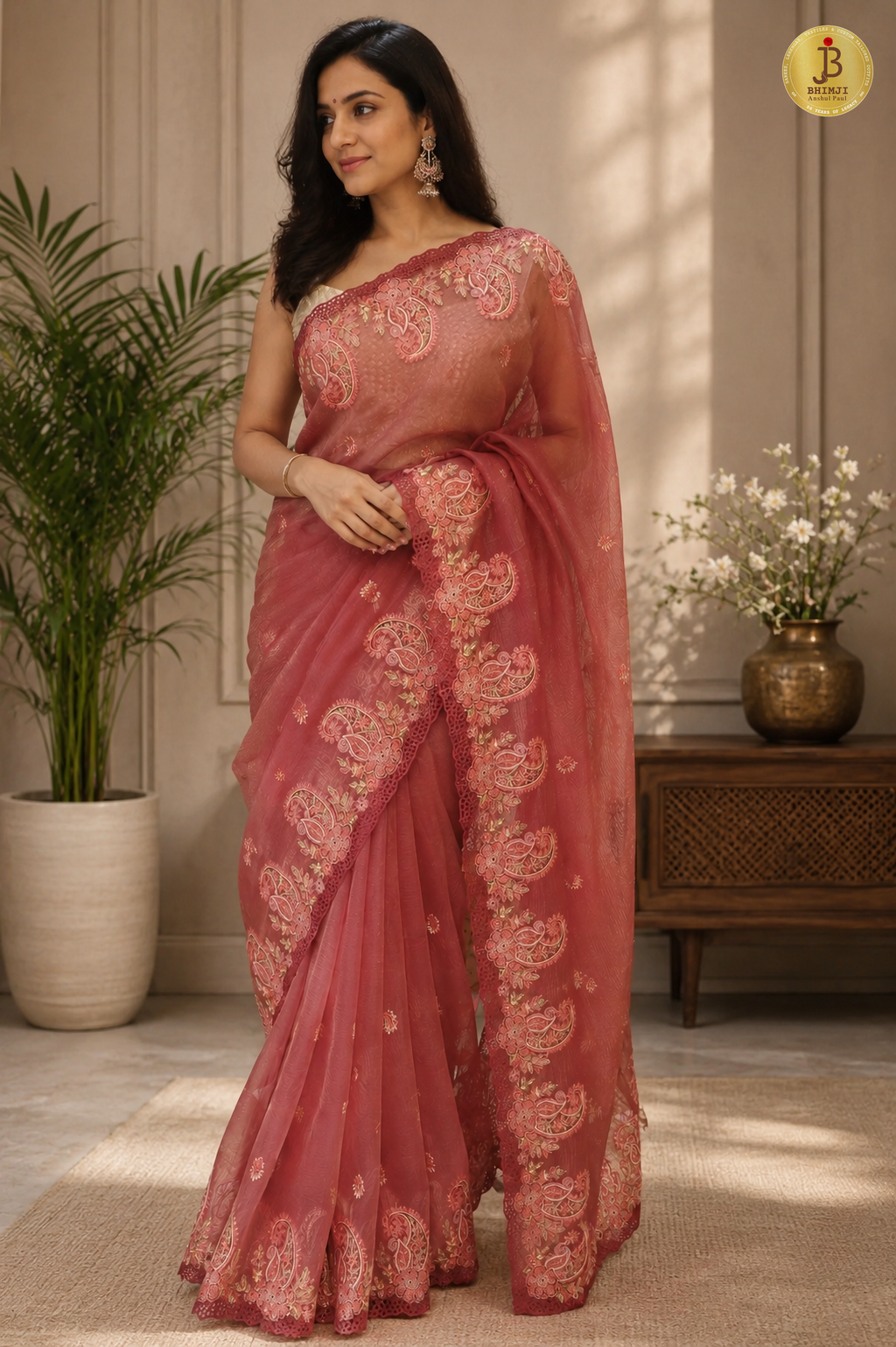 Paisley Border Soft Organza Saree
