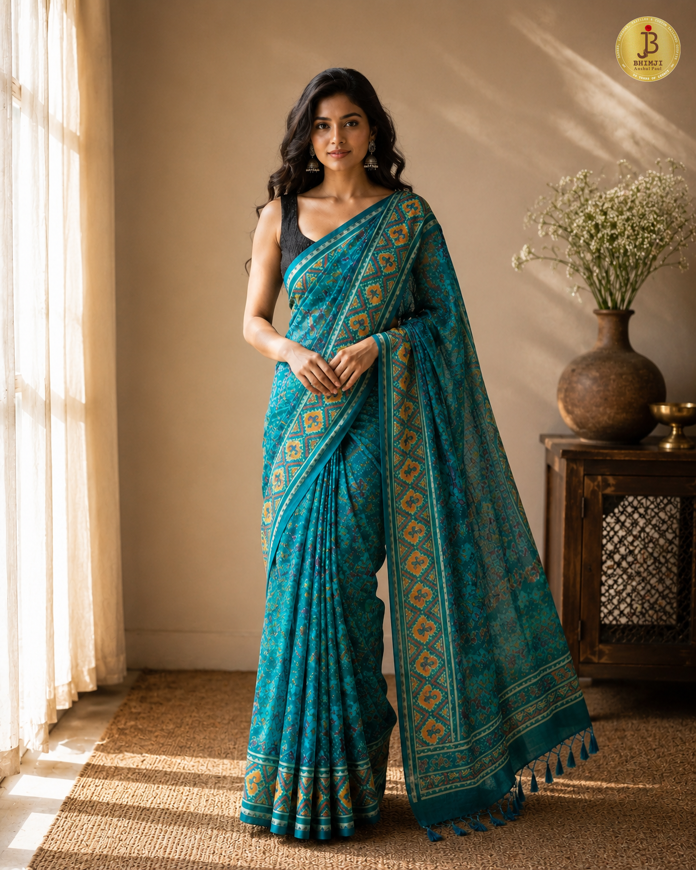 Royal Firozi Patola Weaving Silk Saree