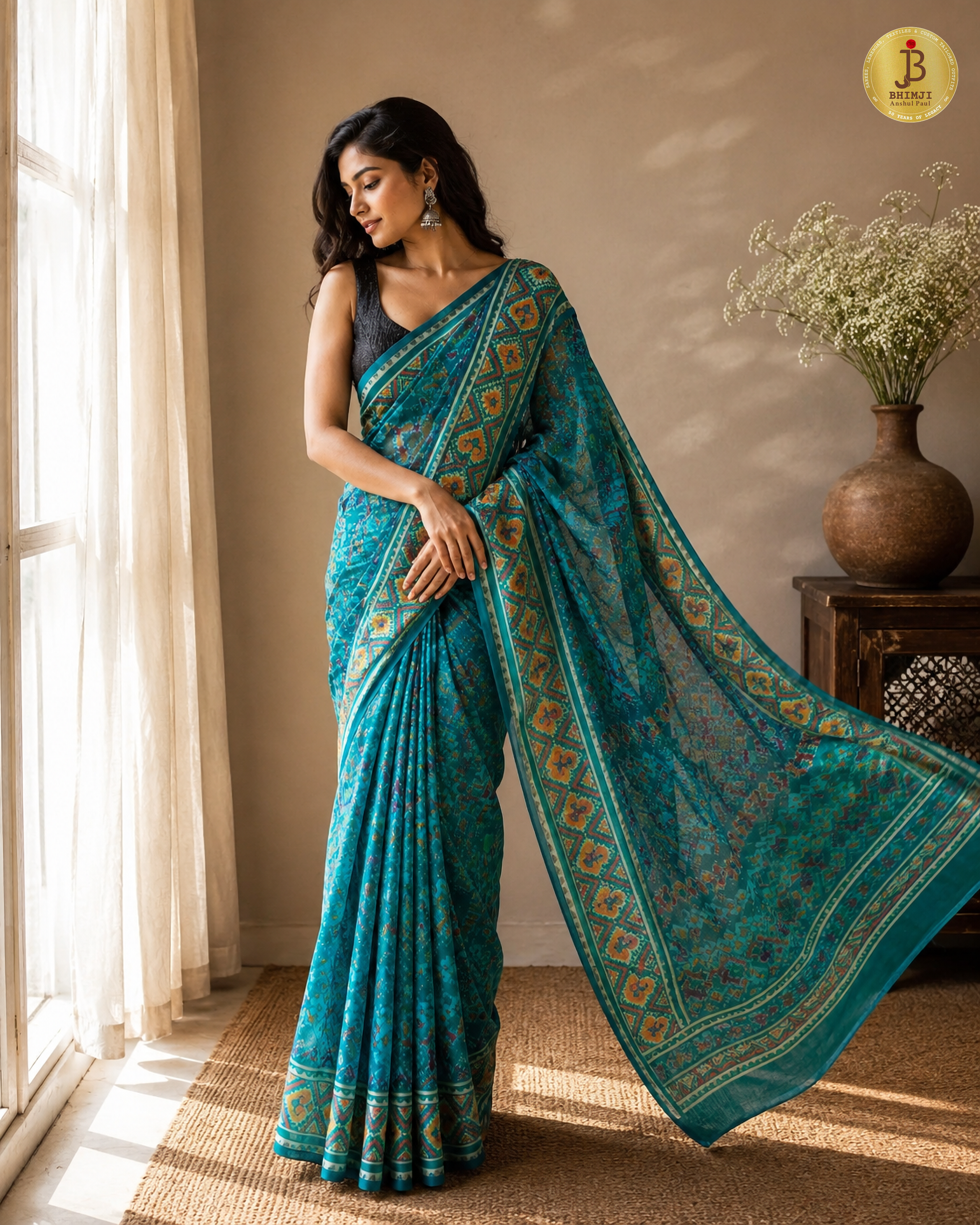Royal Firozi Patola Weaving Silk Saree