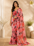Gulbahar Pink Floral Printed Saree