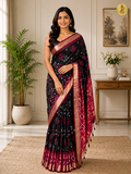 Royal Black Ikkat Silk Saree