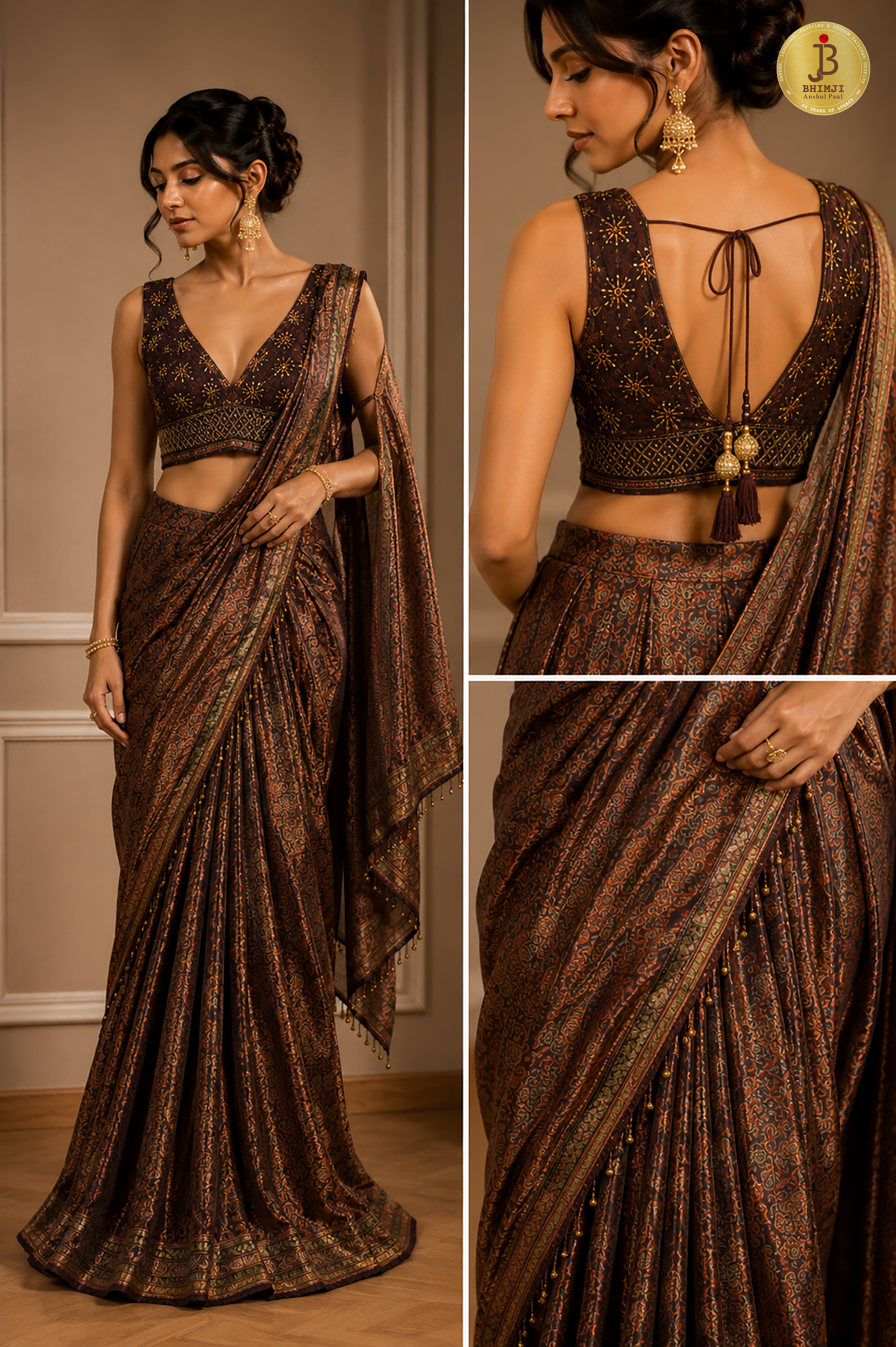 Coffee Bronze Heritage Drape Saree