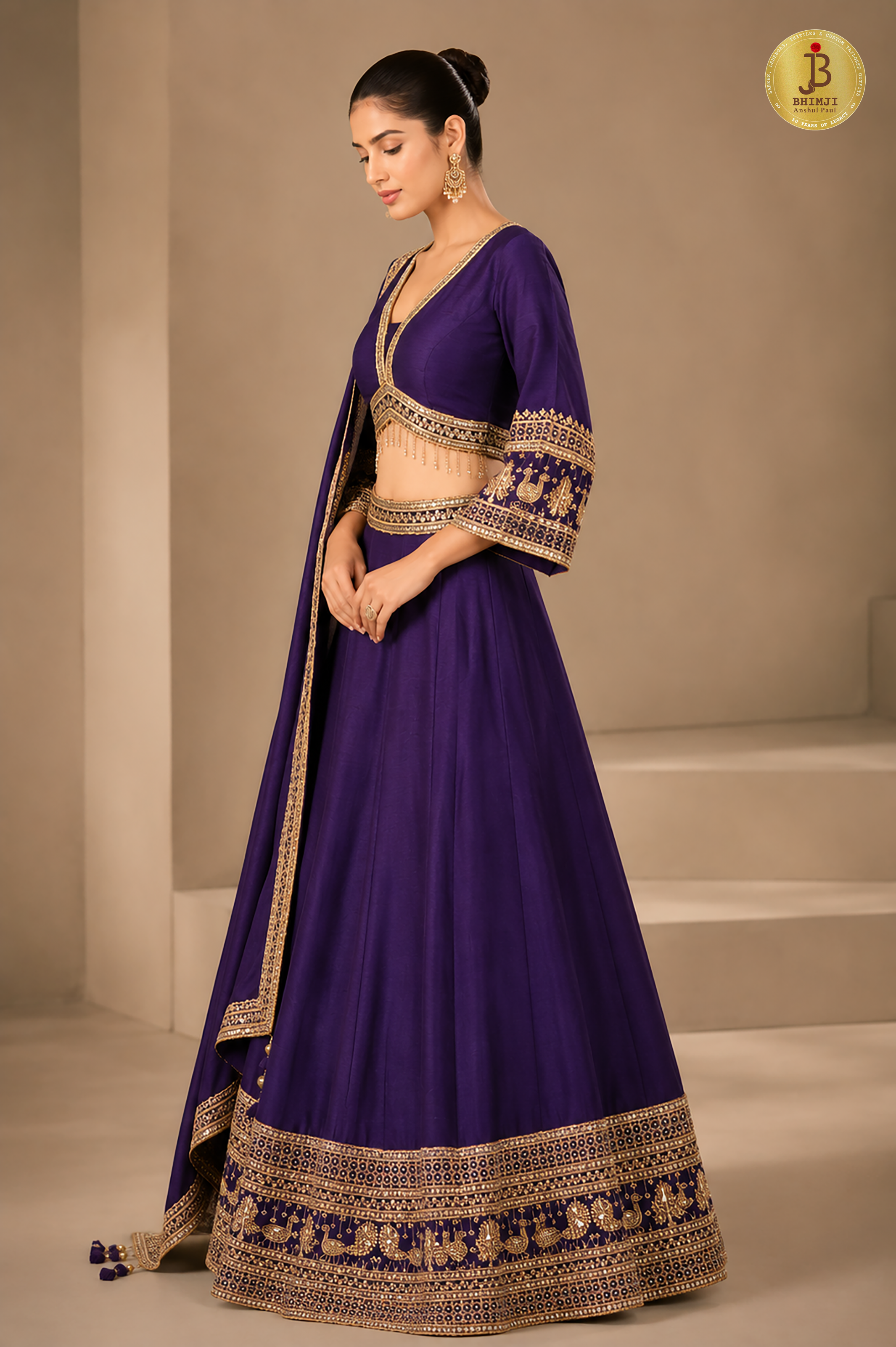 Royal Violet Heritage Lehenga Set