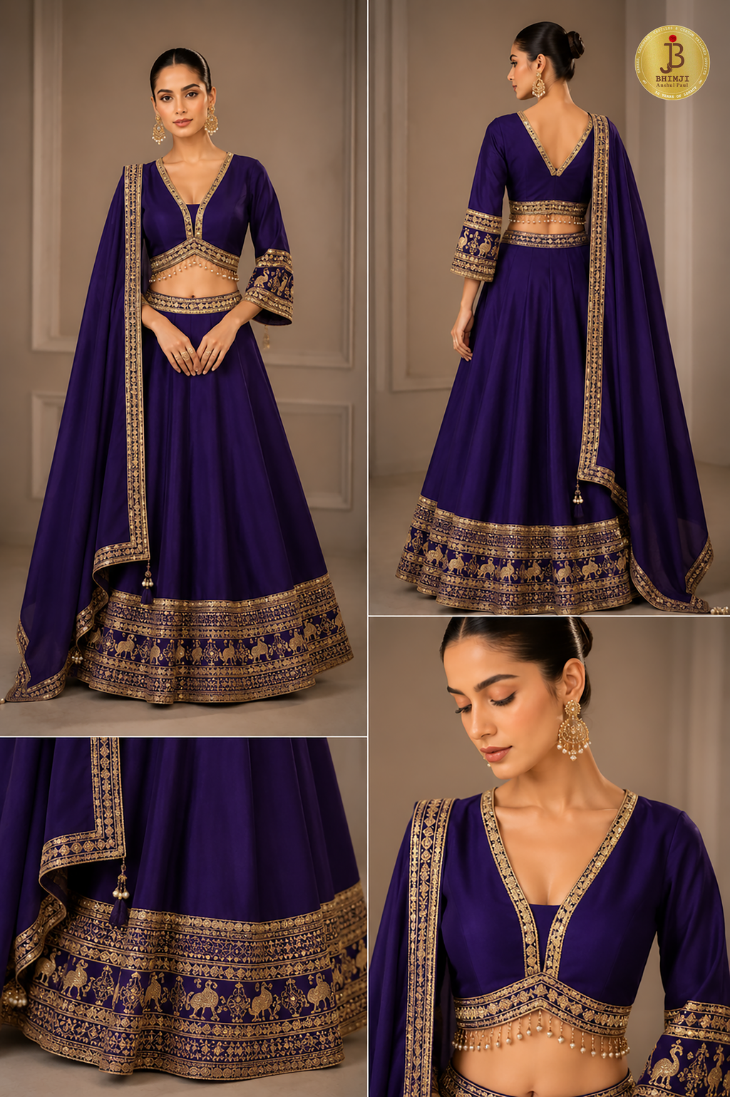 Royal Violet Heritage Lehenga Set