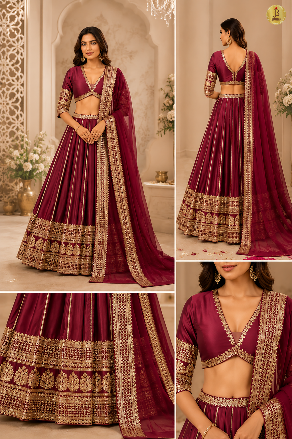 Noor-e-Mehroon Zari Silk Lehenga Set