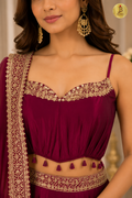 Zarmina Wine Zari Vichitra Silk Lehenga