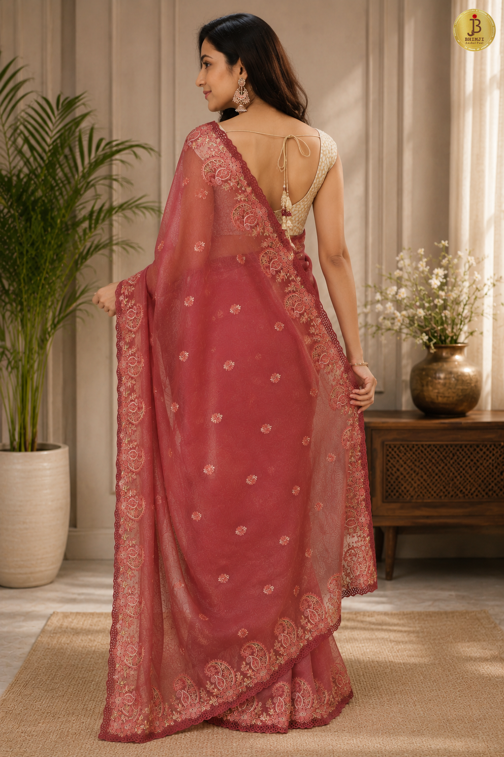 Paisley Border Soft Organza Saree