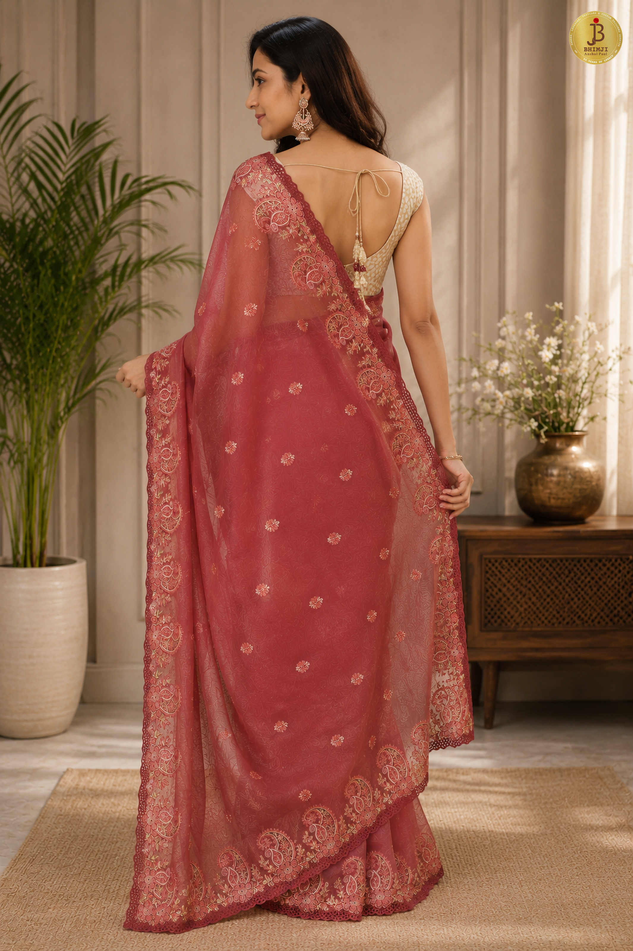 Paisley Border Soft Organza Saree