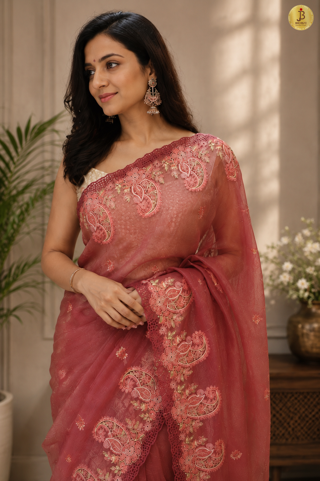 Paisley Border Soft Organza Saree