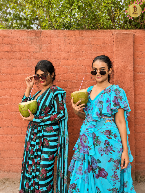 Floral Style Pre Draped Saree