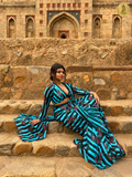Striped Floral Pre Draped Saree