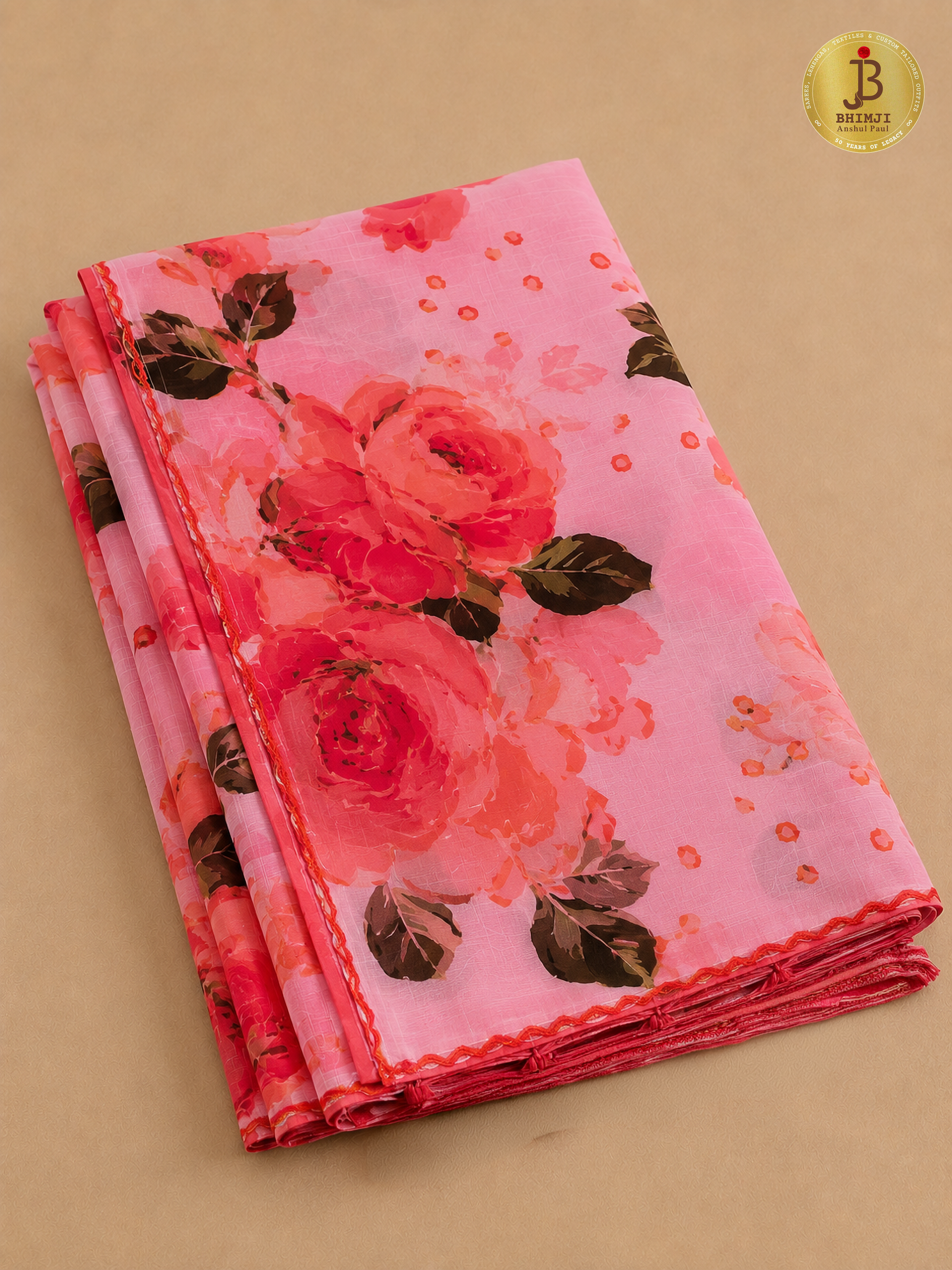 Gulbahar Pink Floral Printed Saree