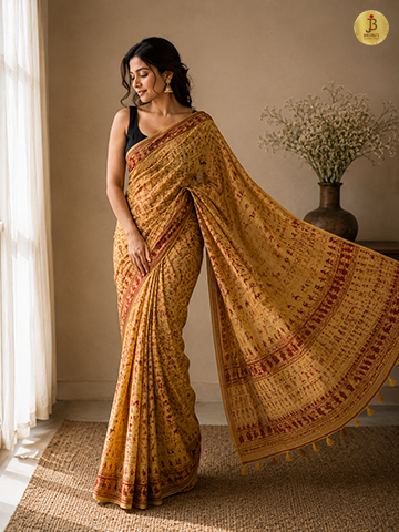 Lime Green Resham Weaving Chanderi Cotton Saree